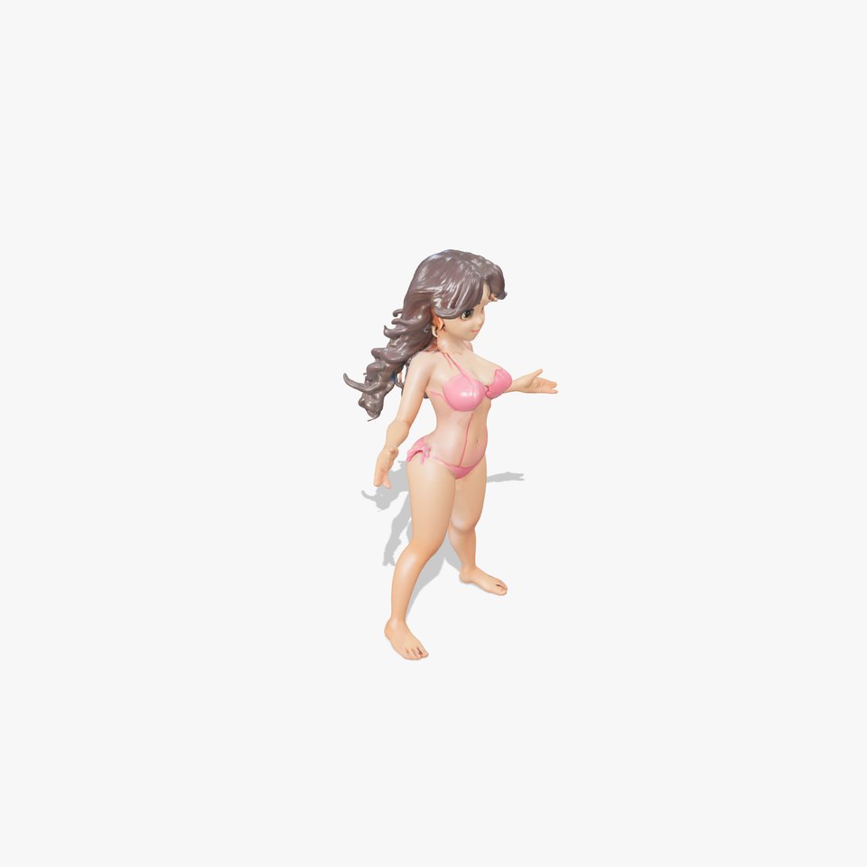 Tropical Bikini Girl Rigged and Animated D Model